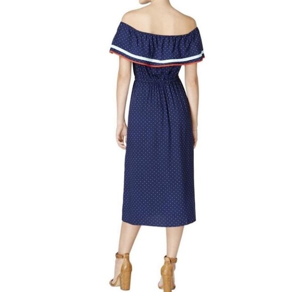 NWT Macys Fiesta Off Shoulder Dress Maison Jules Blue New With Tags Size XS Boho - Picture 9 of 9